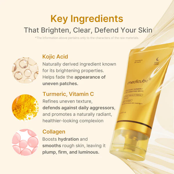 Medicube+ Kojic Acid Turmeric Night Wrapping Mask - before after 1 use real user results