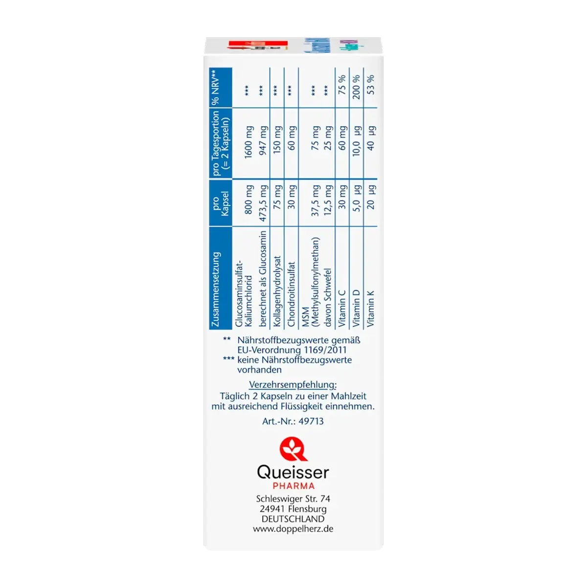 Doppelherz Aktiv Glucosamin 1600 + Kollagen + MSM + Vitamin C — 40 Capsules