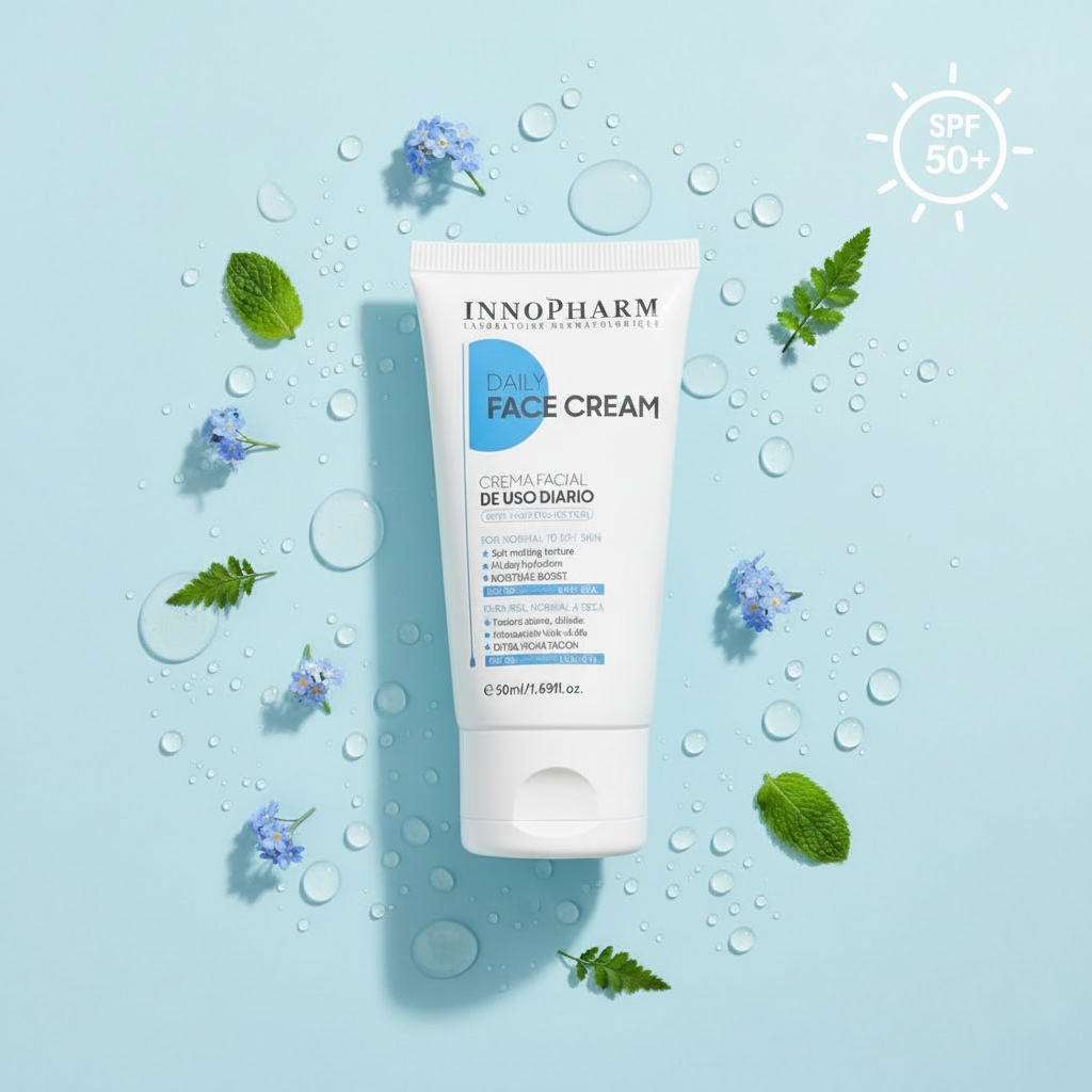 InnoPHARM Daily Face Cream SPF 50+ - Flat lay frais