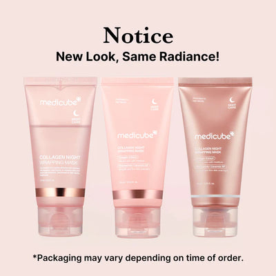 Medicube+ Collagen Night Wrapping Mask - True Collagen Encapsulation with vs without before after