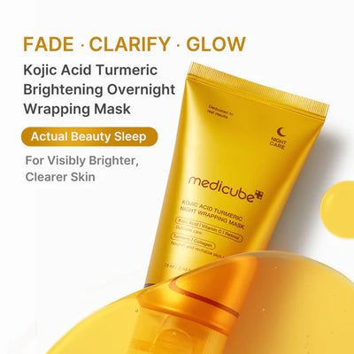 Medicube+ Kojic Acid Turmeric Night Wrapping Mask - New Look upgraded gold formula before after
