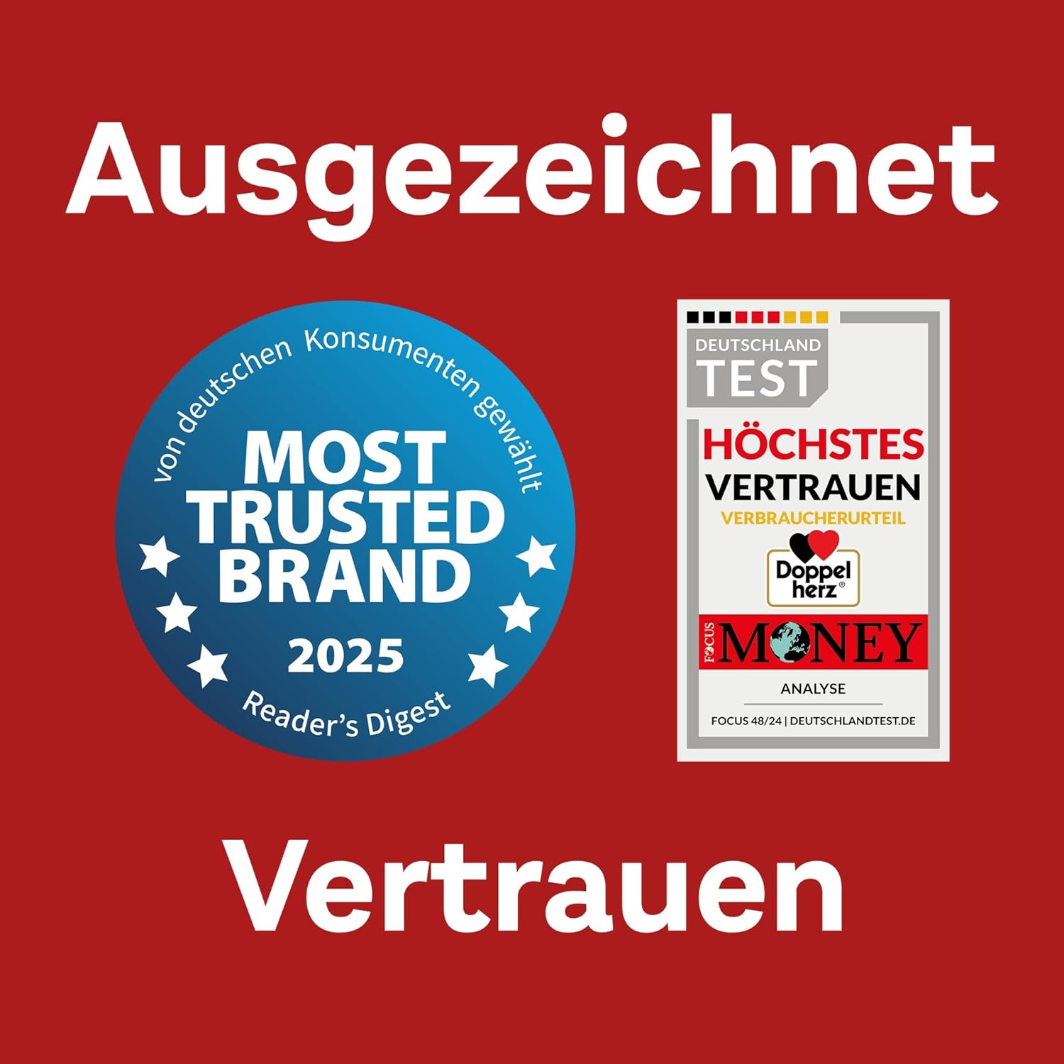 Doppelherz — Most Trusted Brand 2025 Reader's Digest Höchstes Vertrauen Focus Money DeutschlandTest