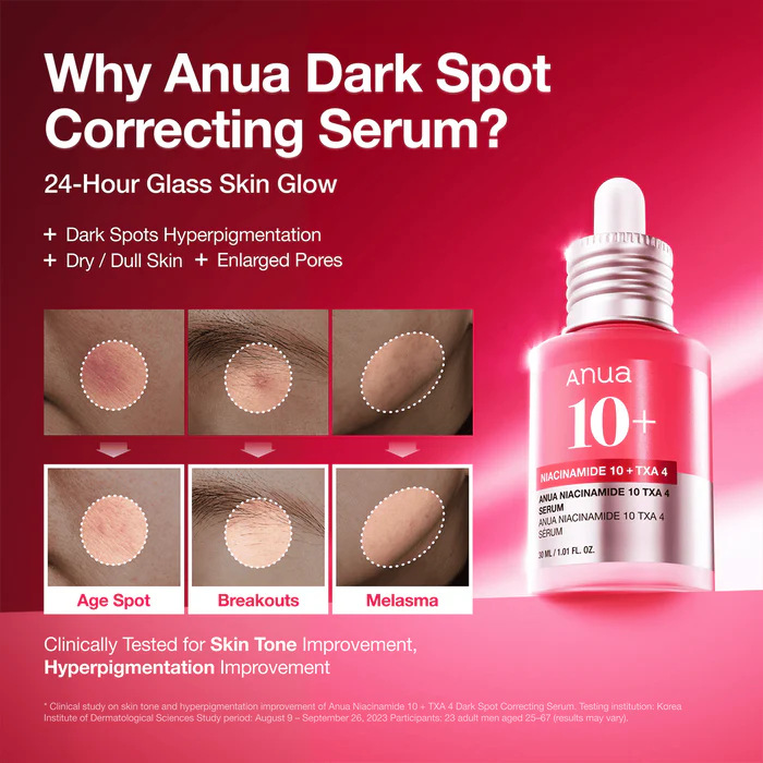 Anua Niacinamide 10+ TXA 4 Serum - Light up your skin with glow fragrance free AM PM
