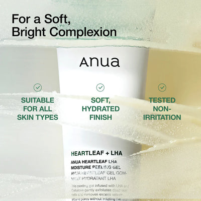 Anua Heartleaf LHA Moisture Peeling Gel — When To Use Sensitive Skin once weekly Oily Combination twice weekly model applying