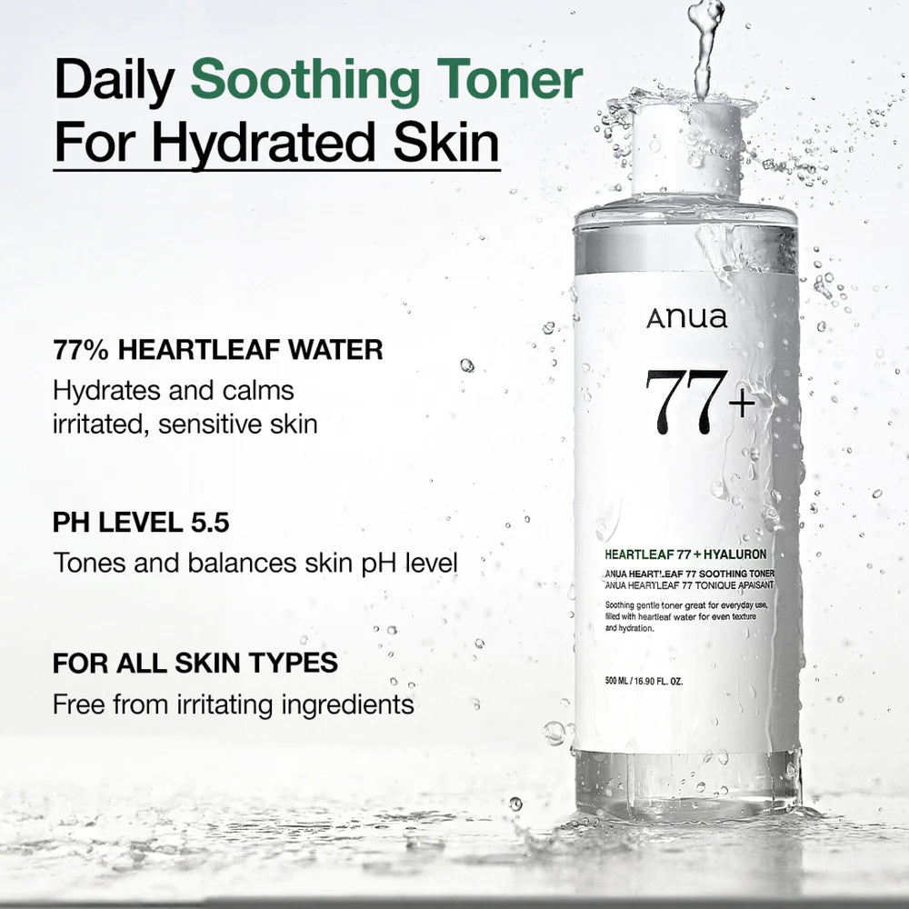 Anua Heartleaf 77+ Soothing Toner — When To Apply use after washing pat gently AM PM