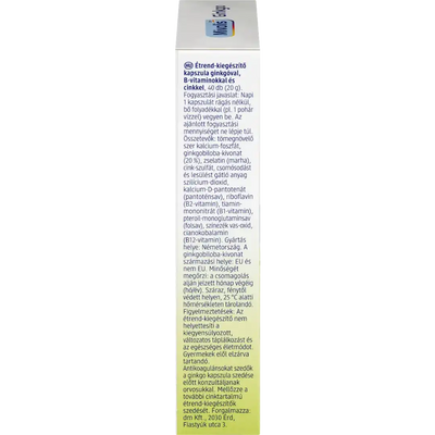 Mivolis Ginkgo 100mg — côté boîte informations multilingues composition détaillée hongrois
