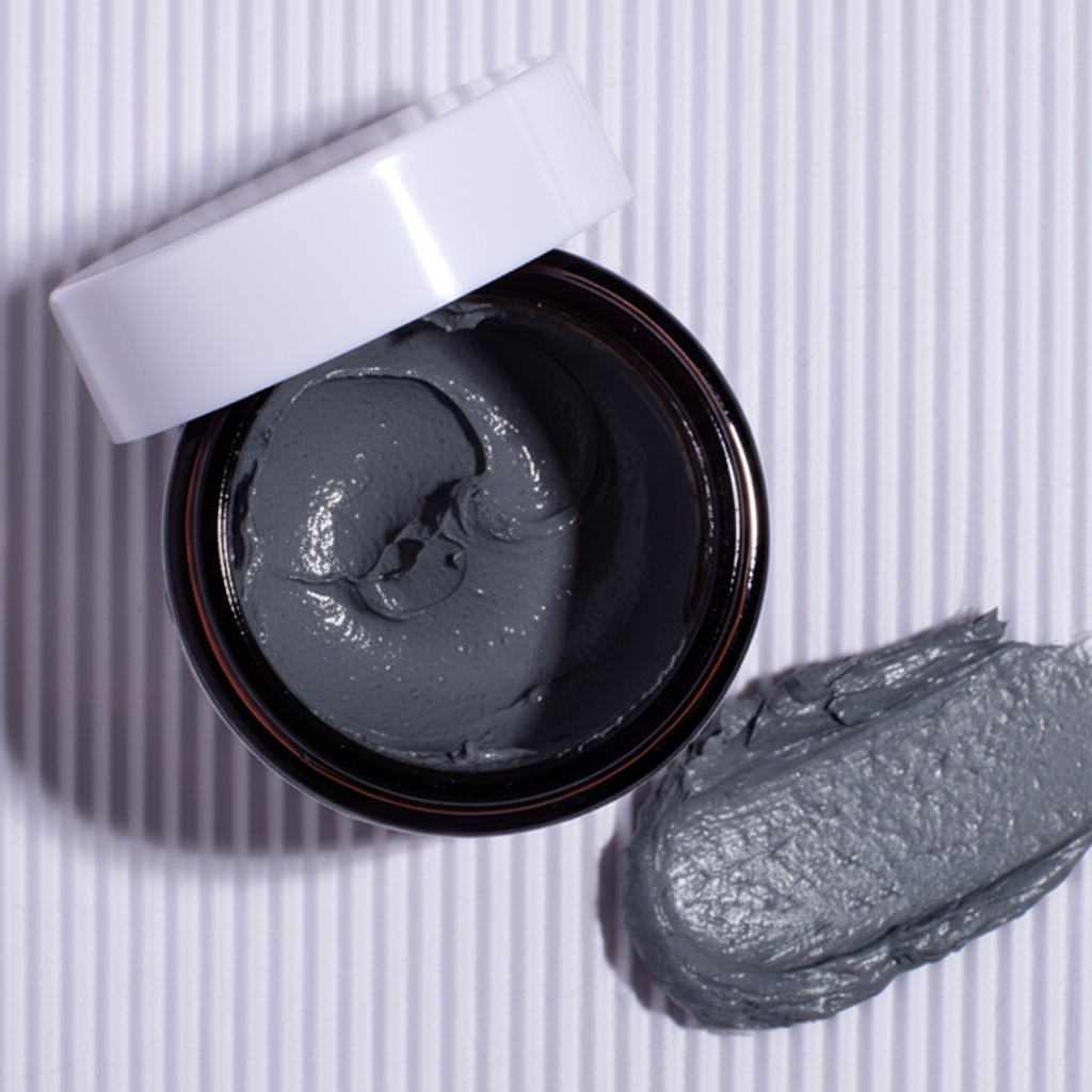 Q+A Activated Charcoal Face Mask - texture editorial