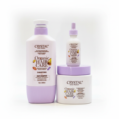 Crystal Organic Hair Care Pack - Studio white background all 3 products