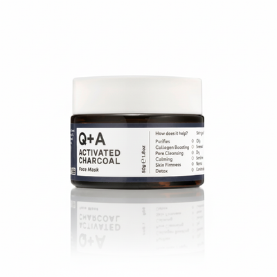 Q+A Activated Charcoal Face Mask - studio white background