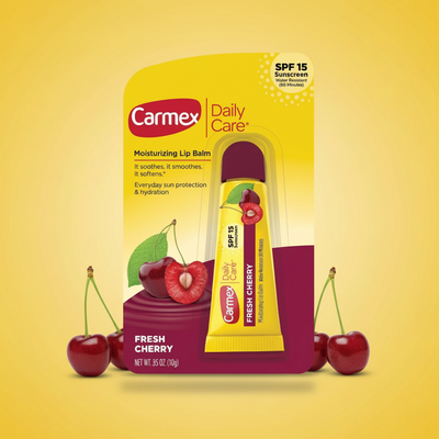 Carmex Daily Care Fresh Cherry Lip Balm - sunny yellow gradient